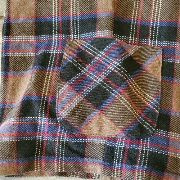 Vintage 90s Flannel Brown Plaid Maxi Skirt Set Vest Fringe Sm Top Medium Skirt - Picture 11 of 11